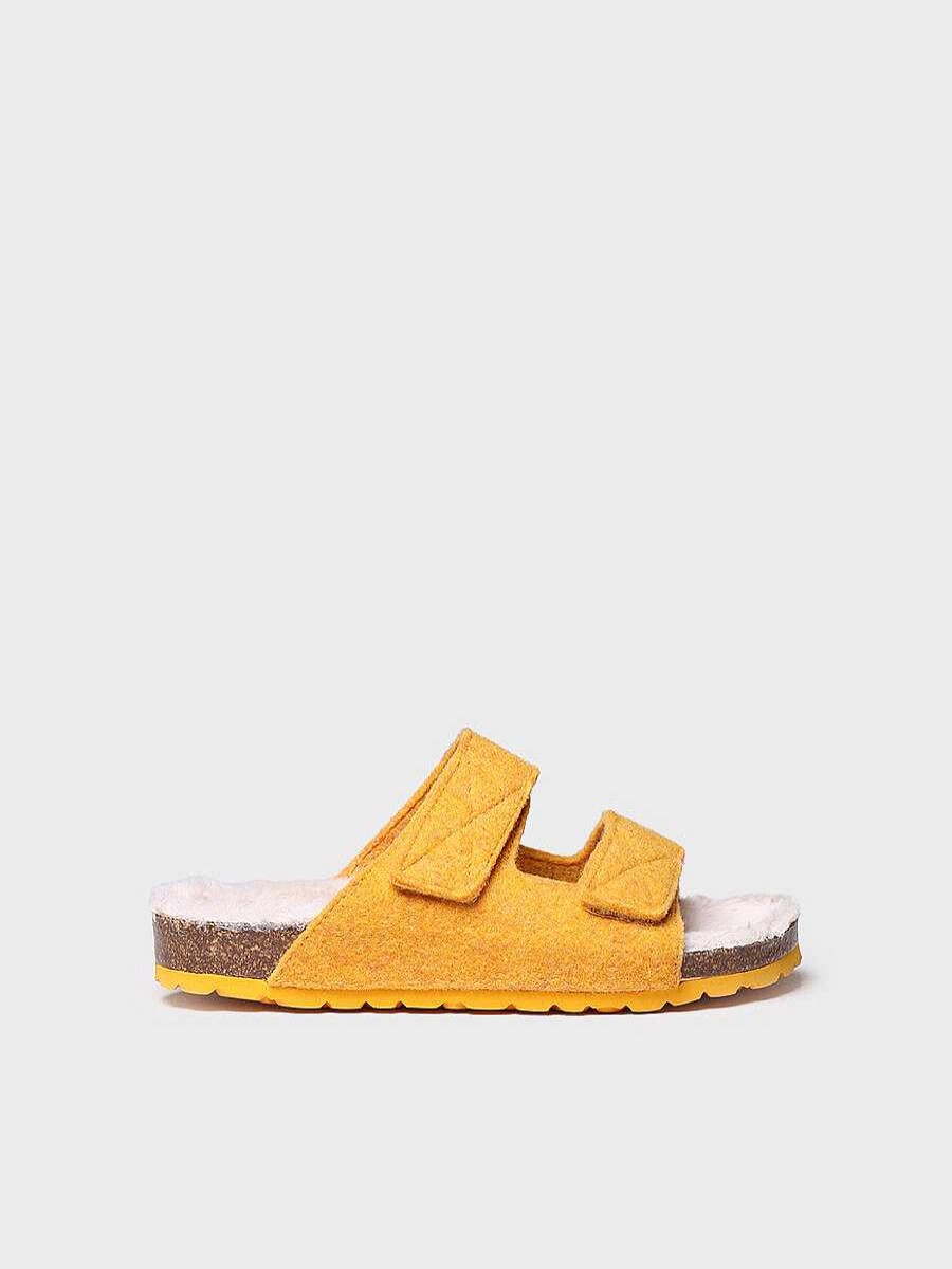 Mujer Toni Pons | Slipper Abierta Para Mujer En Fieltro Y Borrego En Amarillo - Lizy