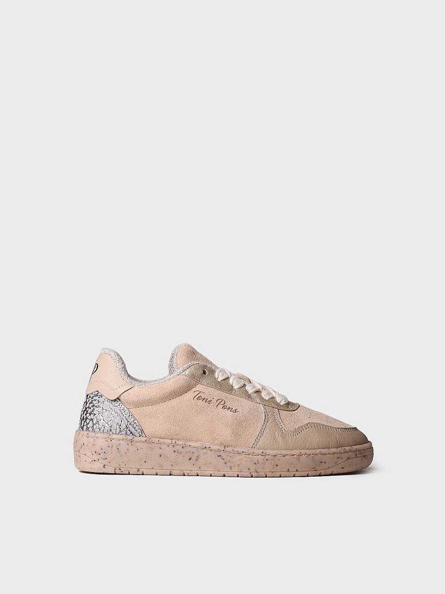 Mujer Toni Pons | Sneaker Para Mujer En Serraje Y Piel En Beige - Alexandra