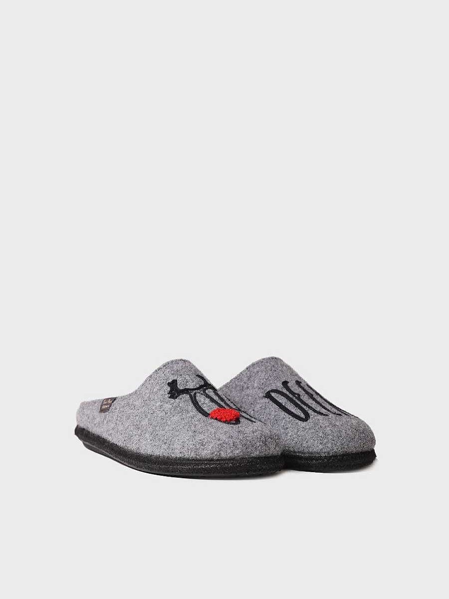 Hombre Toni Pons | Slippers Para Hombre En Fieltro En Gris - Tobi-Dr