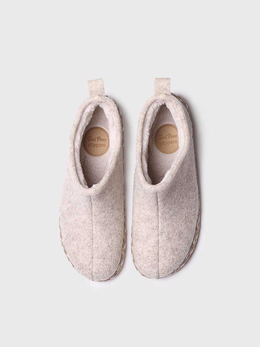 Mujer Toni Pons | Slipper Abotinada Para Mujer En Fieltro En Crudo - Duna-Fp