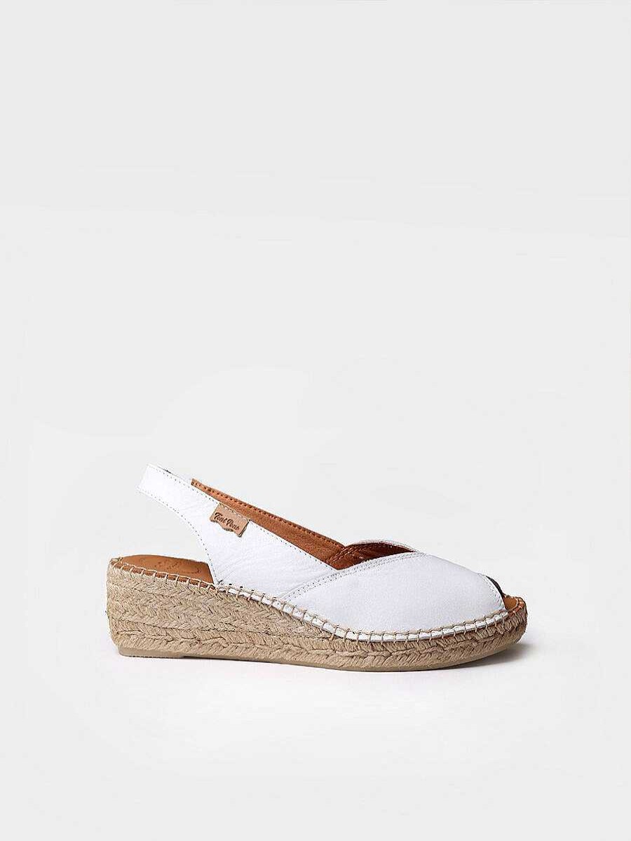 Mujer Toni Pons | Alpargata De Cuna En Piel Estilo Peep Toe En Color Blanco - Bernia-P