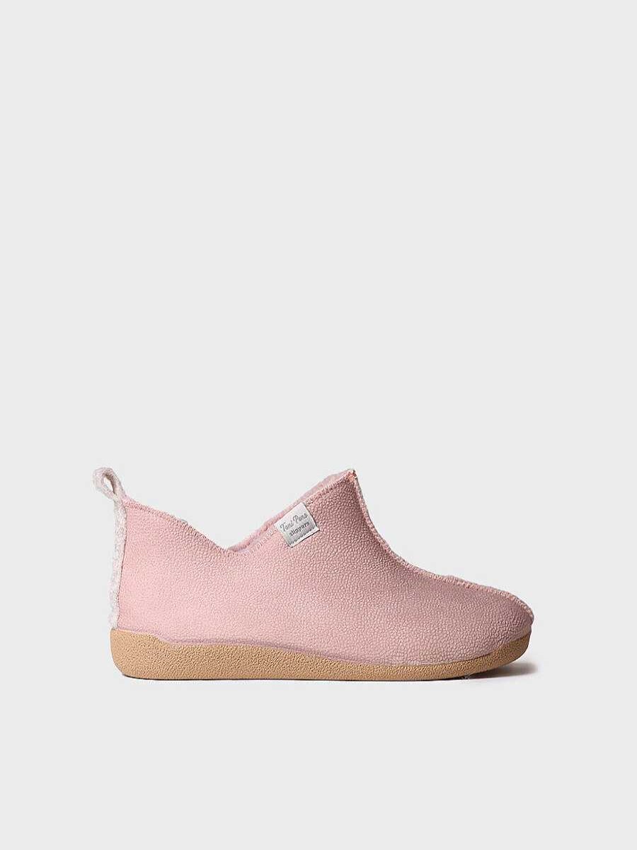 Mujer Toni Pons | Zapatilla De Casa Abotinada Para Mujer En Piel En Rosa - Moscu-Bd