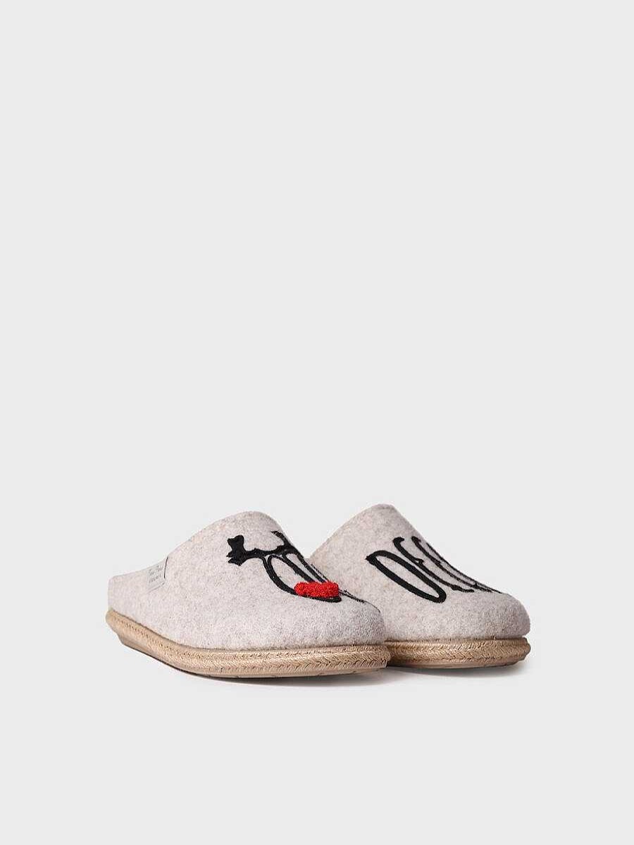 Mujer Toni Pons | Slippers Para Mujer En Fieltro En Crudo - Deli-Dr