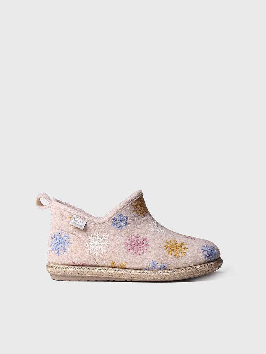 Mujer Toni Pons | Slipper Abotinada Para Mujer En Fieltro En Crudo - Duna-Cp