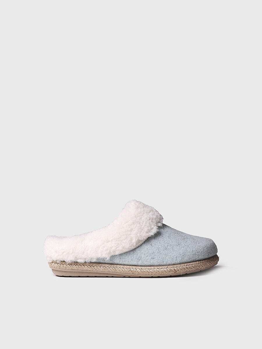 Mujer Toni Pons | Slippers Para Mujer En Fieltro Y Borrego En Celeste - Deli-Bf