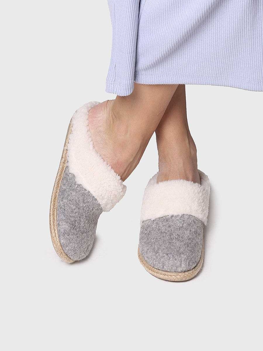 Mujer Toni Pons | Slippers Para Mujer En Fieltro Y Borrego En Gris - Deli-Bf