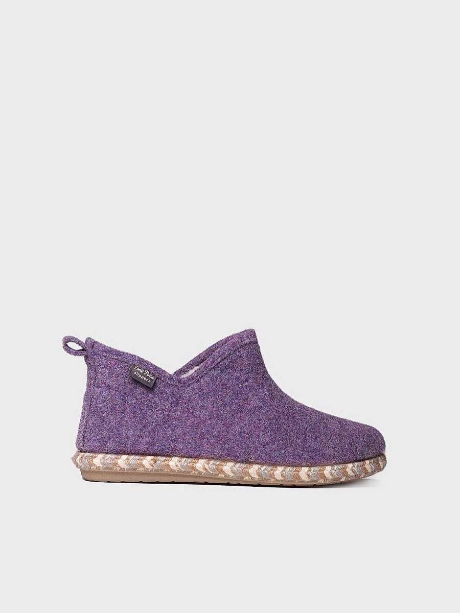 Mujer Toni Pons | Slipper Abotinada Para Mujer En Fieltro En Morado - Duna-Fp