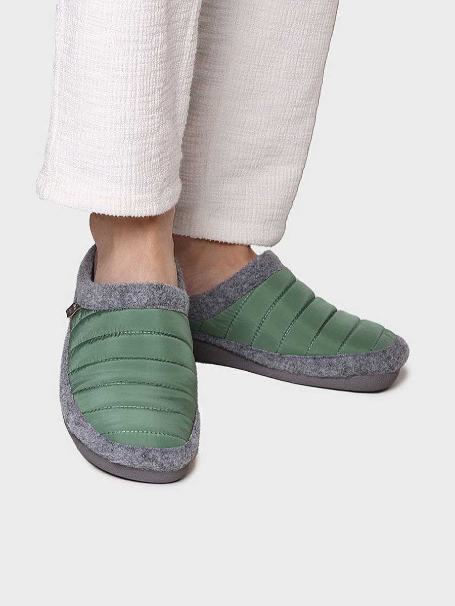 Hombre Toni Pons | Zapatilla Para Hombre Tipo Zueco En Fieltro Y Tejido Acolchado En Verde - Nordi-Tk