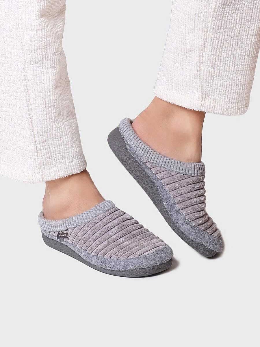 Mujer Toni Pons | Zapatilla Tipo Zueco Para Mujer En Fieltro Y Pelo Sintetico En Gris - Malu-Od