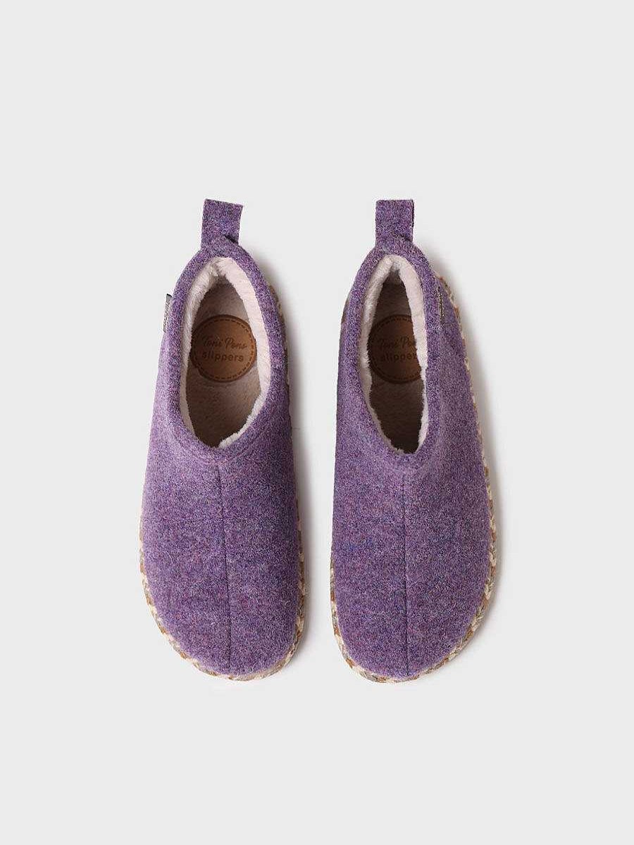 Mujer Toni Pons | Slipper Abotinada Para Mujer En Fieltro En Morado - Duna-Fp