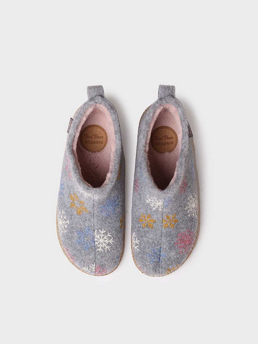 Mujer Toni Pons | Slipper Abotinada Para Mujer En Fieltro En Gris - Duna-Cp