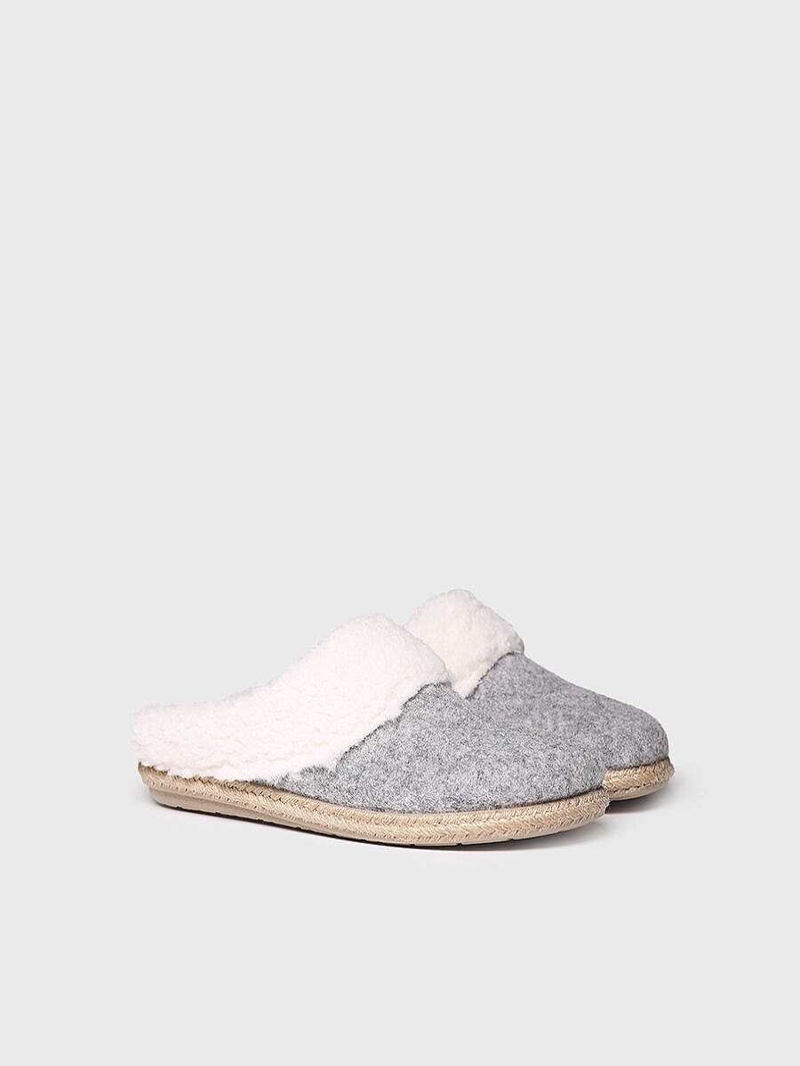 Mujer Toni Pons | Slippers Para Mujer En Fieltro Y Borrego En Gris - Deli-Bf