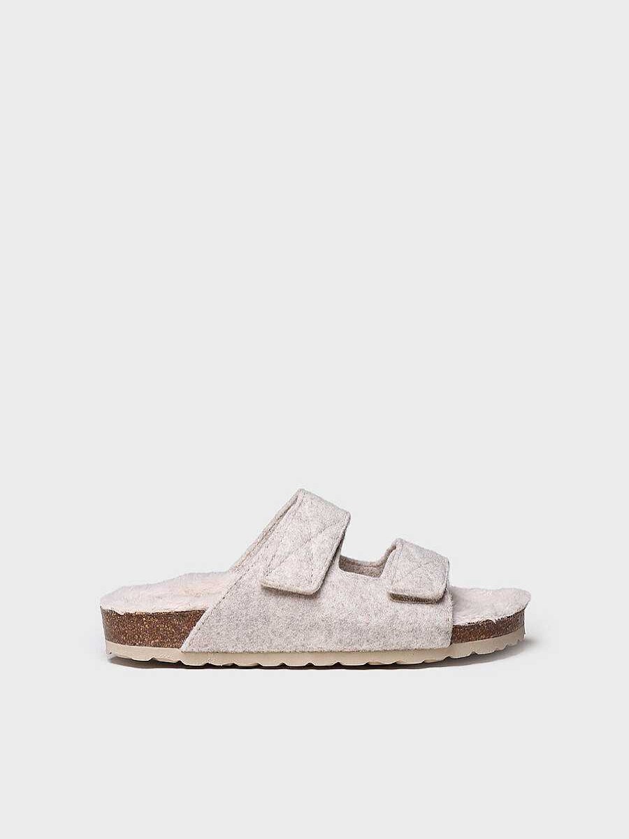 Mujer Toni Pons | Slipper Abierta Para Mujer En Fieltro Y Borrego En Crudo - Lizy