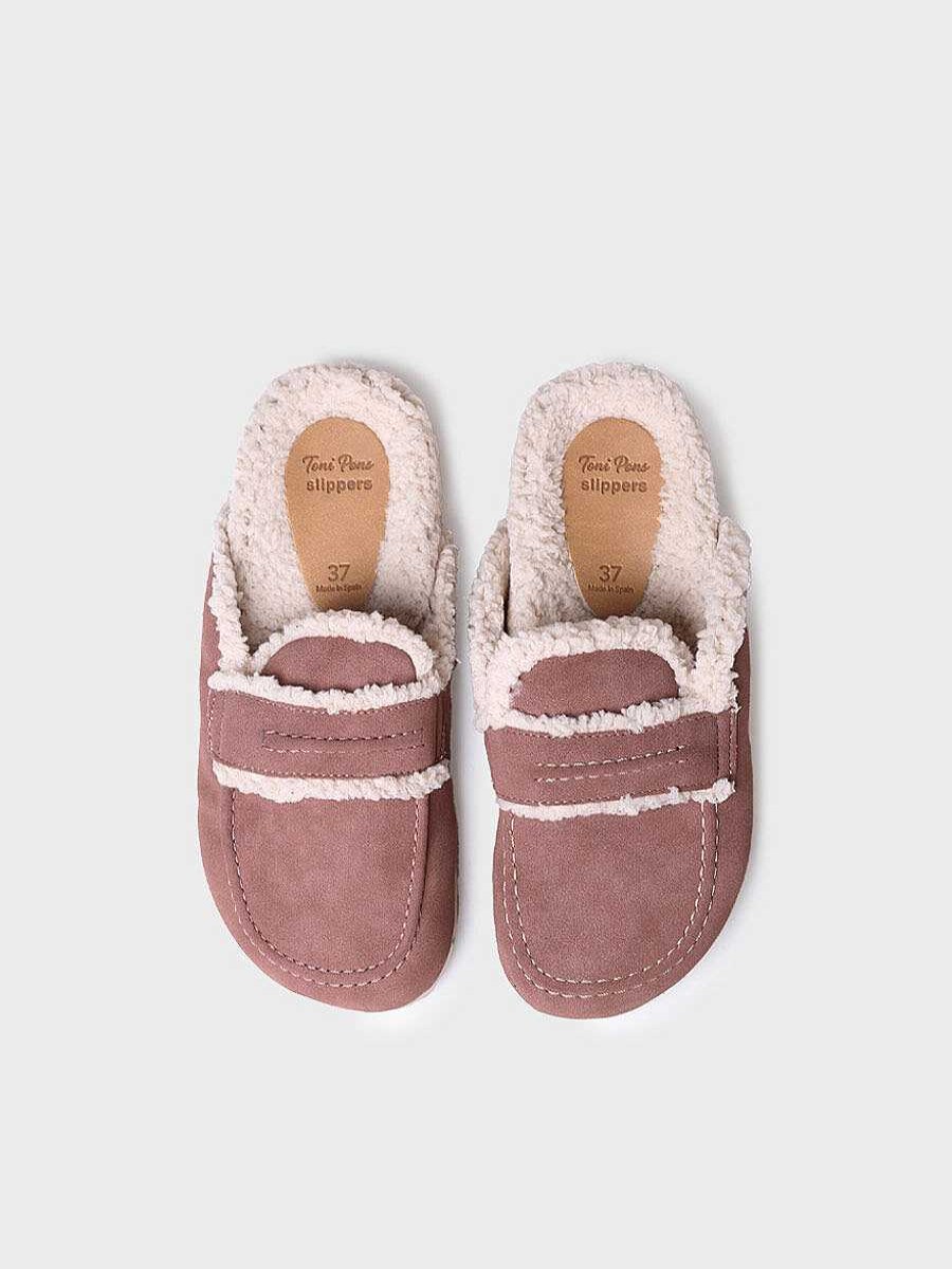 Mujer Toni Pons | Slippers Para Mujer Tipo Zueco Con Forro Interior En Borrego En Granate - Leire