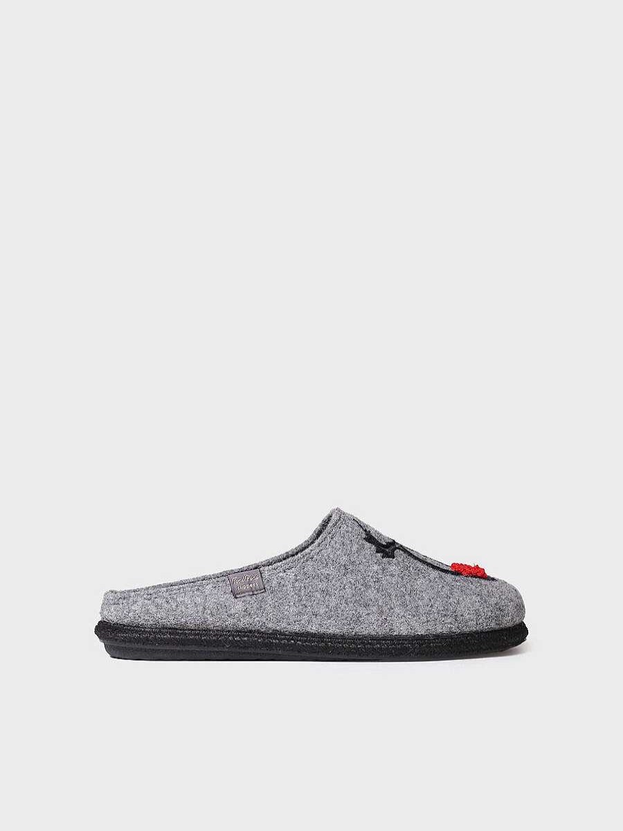 Hombre Toni Pons | Slippers Para Hombre En Fieltro En Gris - Tobi-Dr