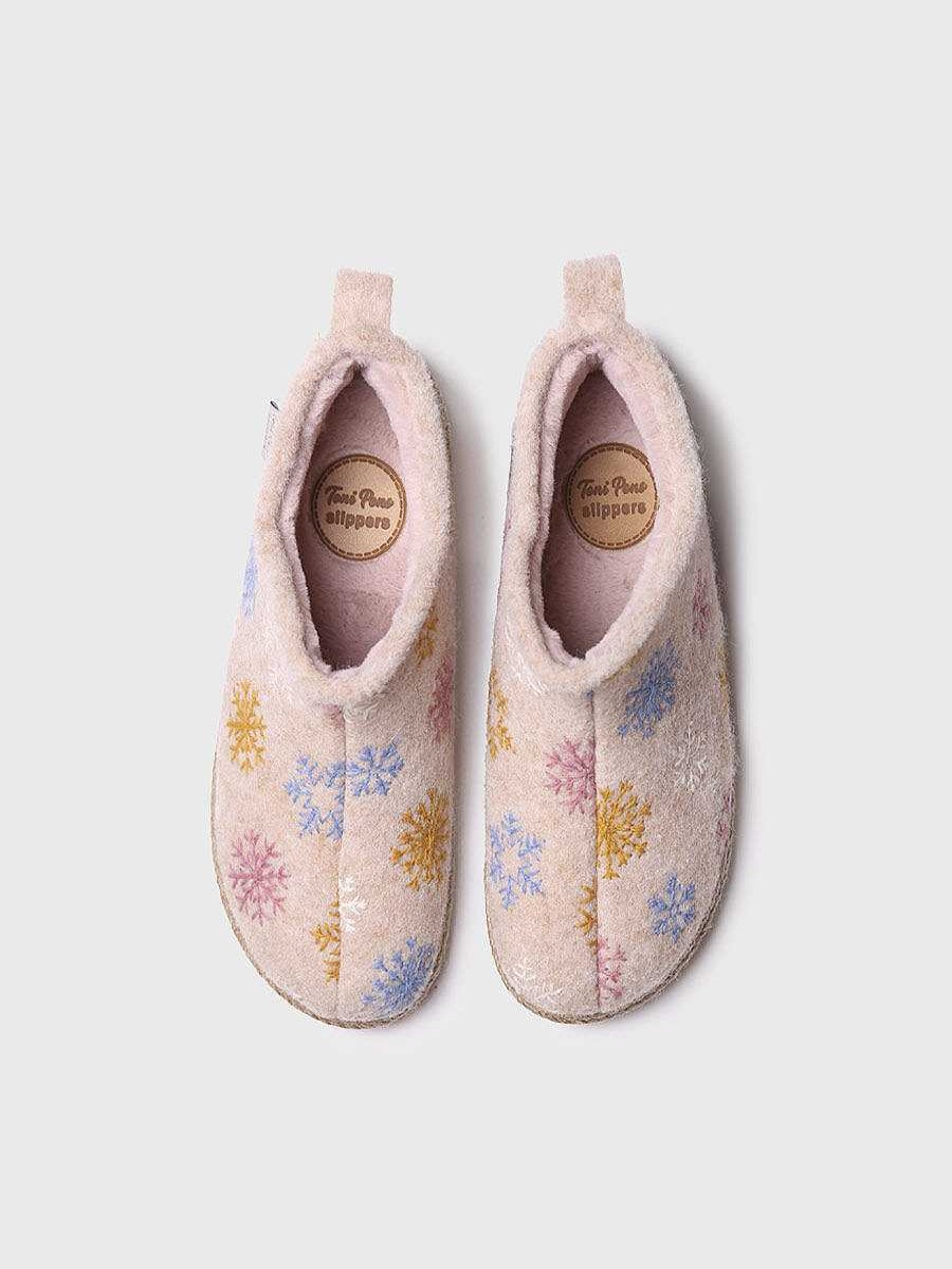 Mujer Toni Pons | Slipper Abotinada Para Mujer En Fieltro En Crudo - Duna-Cp