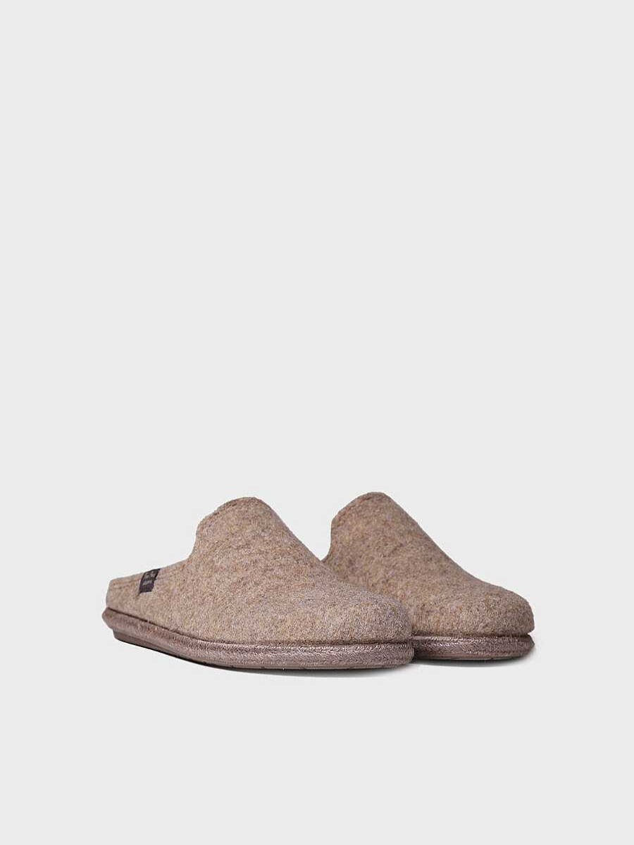 Hombre Toni Pons | Slippers Para Hombre De Lana Reciclada En Taupe - Tomas-Rw