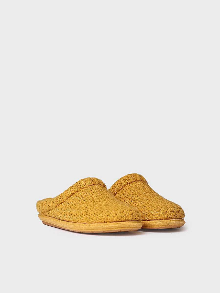 Mujer Toni Pons | Slippers Para Mujer En Tejido Trenzado En Ocre - Domi-Sr