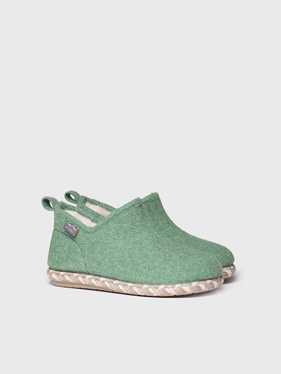 Mujer Toni Pons | Slipper Abotinada Para Mujer En Fieltro En Menta - Duna-Fp