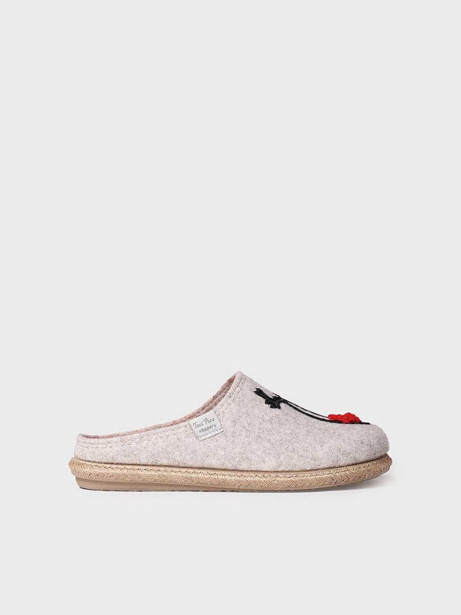 Mujer Toni Pons | Slippers Para Mujer En Fieltro En Crudo - Deli-Dr