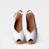 Mujer Toni Pons | Alpargata De Cuna En Piel Estilo Peep Toe En Color Blanco - Bernia-P