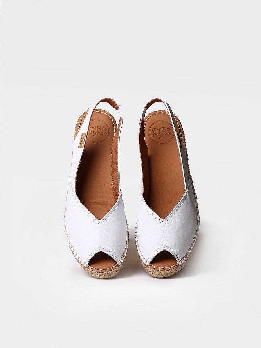 Mujer Toni Pons | Alpargata De Cuna En Piel Estilo Peep Toe En Color Blanco - Bernia-P