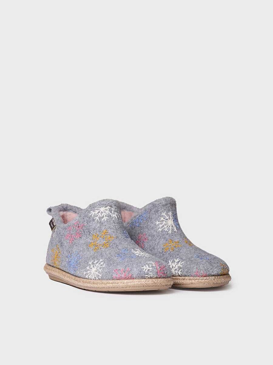 Mujer Toni Pons | Slipper Abotinada Para Mujer En Fieltro En Gris - Duna-Cp