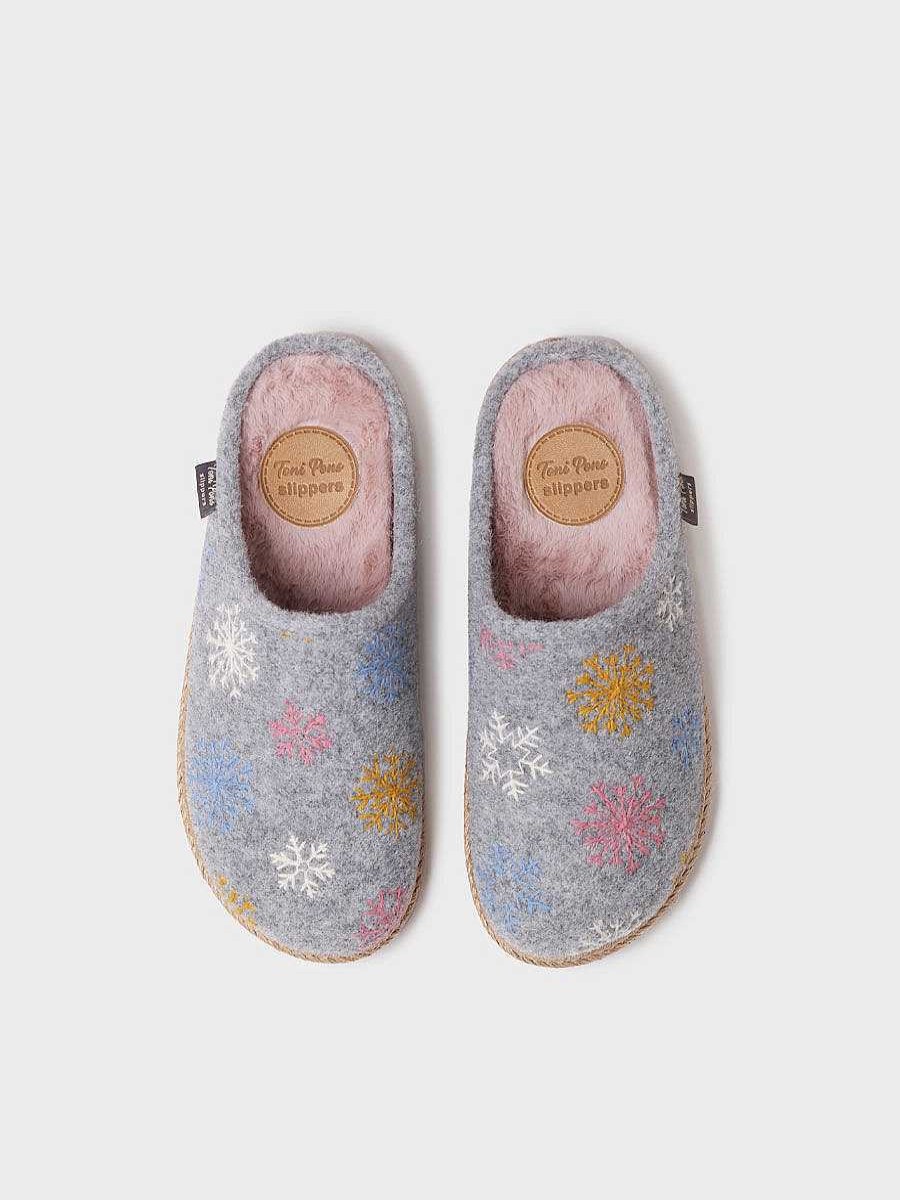 Mujer Toni Pons | Slippers Para Mujer En Fieltro En Gris - Deli-Cp