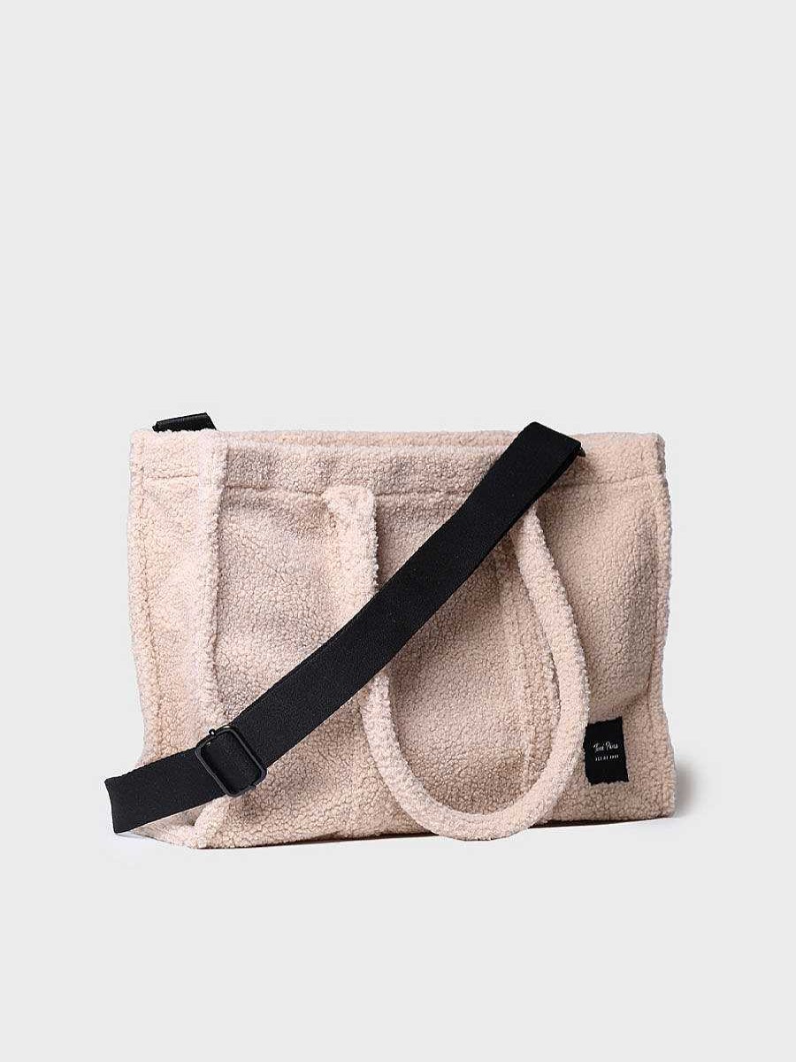 Mujer Toni Pons Bolsos | Bolso Shopper De Mujer Tipo Borrego En Color Natural - Gwen