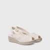 Mujer Toni Pons | Alpargata De Cuna De Yute Estilo Peep Toe En Color Crudo - Blanca-Ad