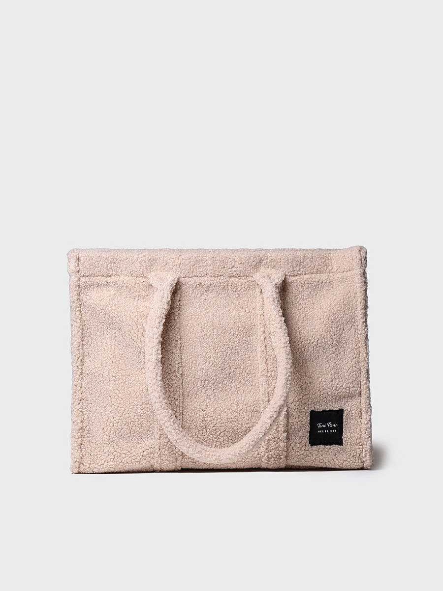 Mujer Toni Pons Bolsos | Bolso Shopper De Mujer Tipo Borrego En Color Natural - Gwen