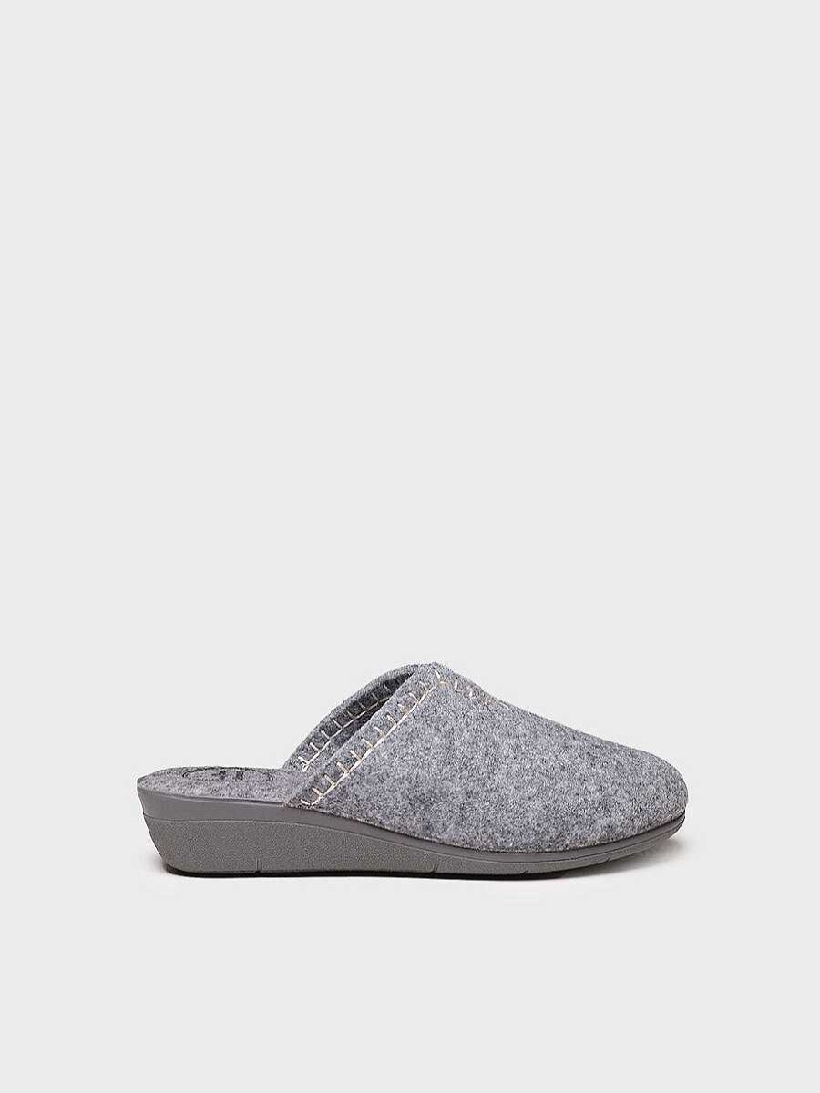 Mujer Toni Pons | Zapatilla Tipo Zueco Para Mujer En Fieltro Reciclado En Gris - Cunit-Fr