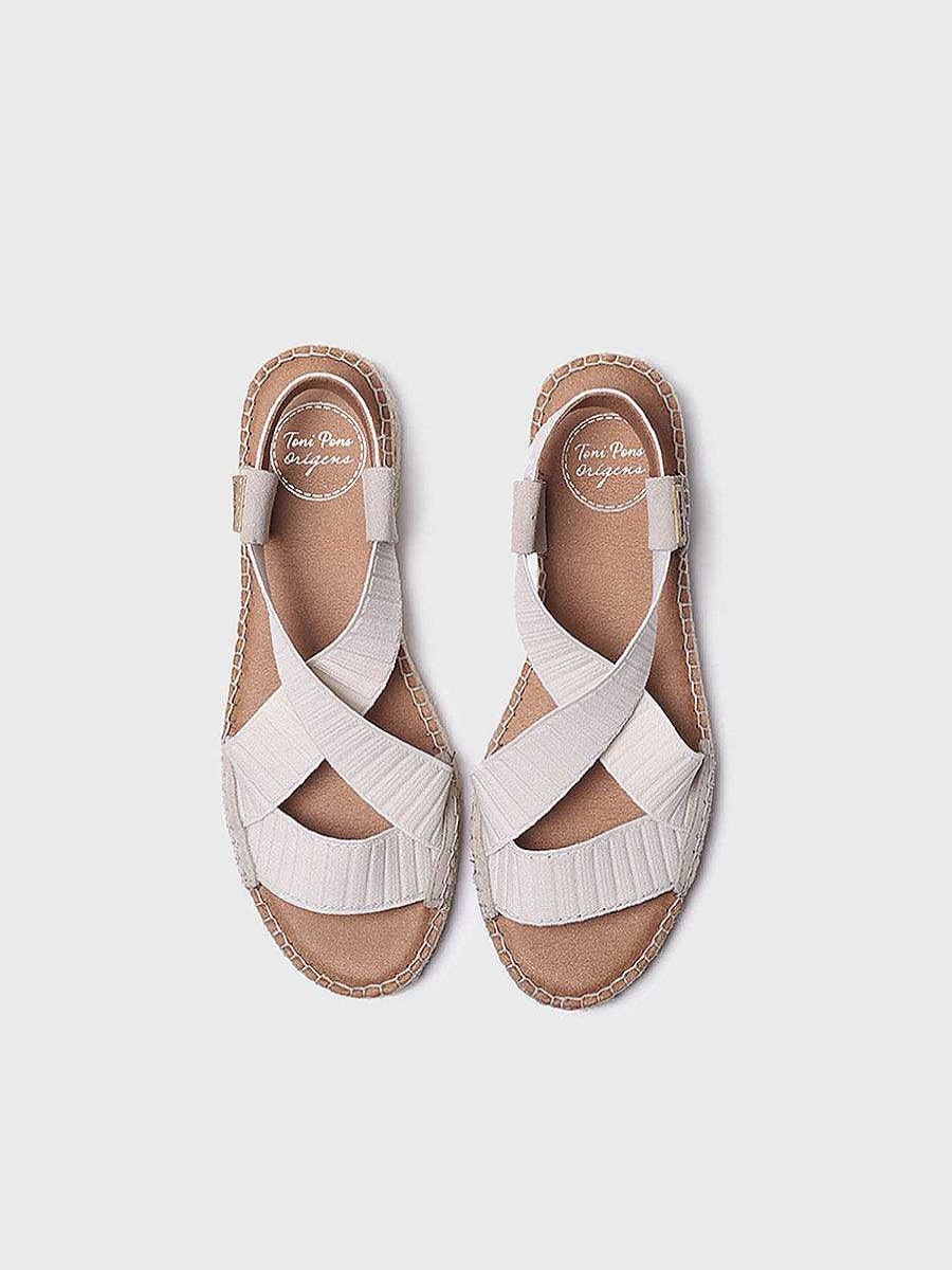 Mujer Toni Pons | Sandalias Con Tiras Elasticas En Color Crudo - Eire-Tr