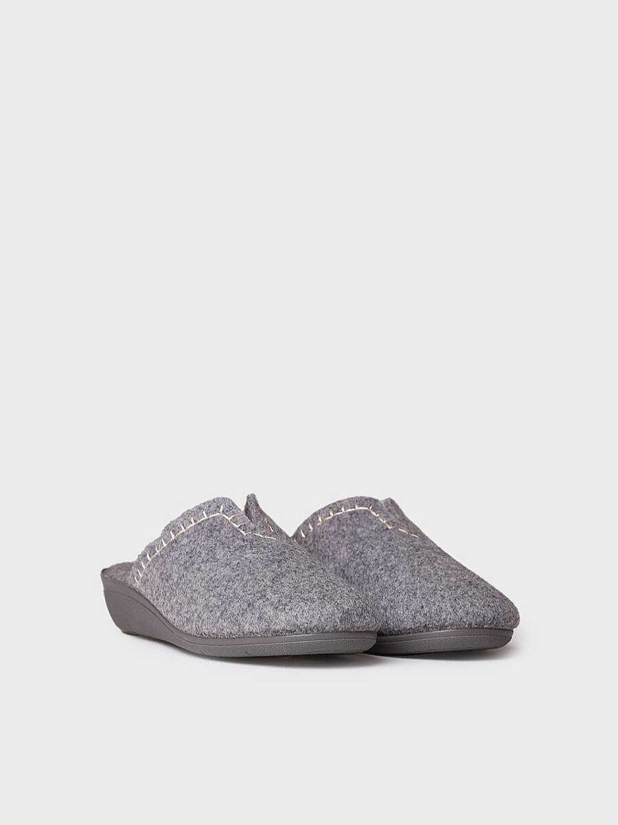 Mujer Toni Pons | Zapatilla Tipo Zueco Para Mujer En Fieltro Reciclado En Gris - Cunit-Fr