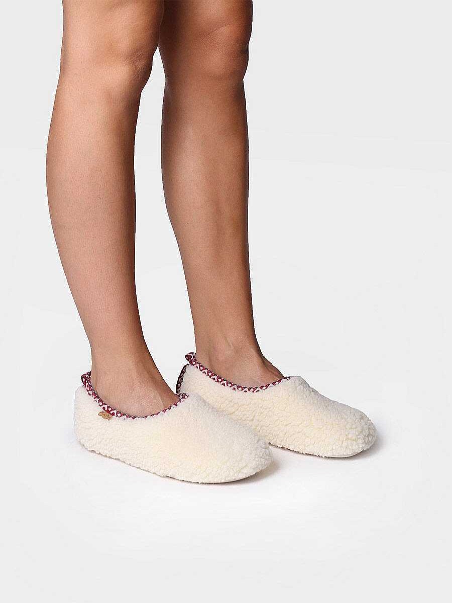 Mujer Toni Pons | Zapatilla Tipo Babucha Para Mujer En Borrego En Blanco - Marta-Sh