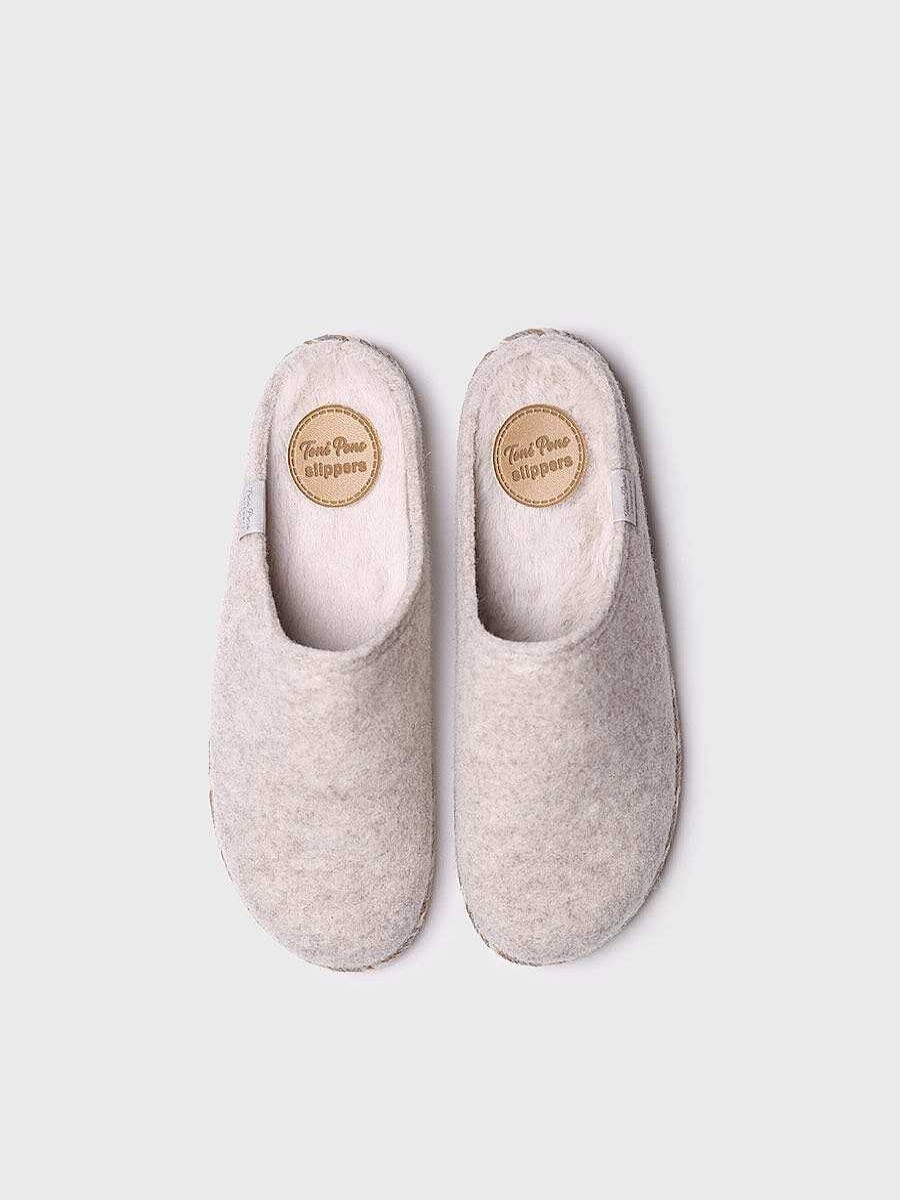 Mujer Toni Pons | Slippers Para Mujer En Fieltro En Crudo - Deli-Fp