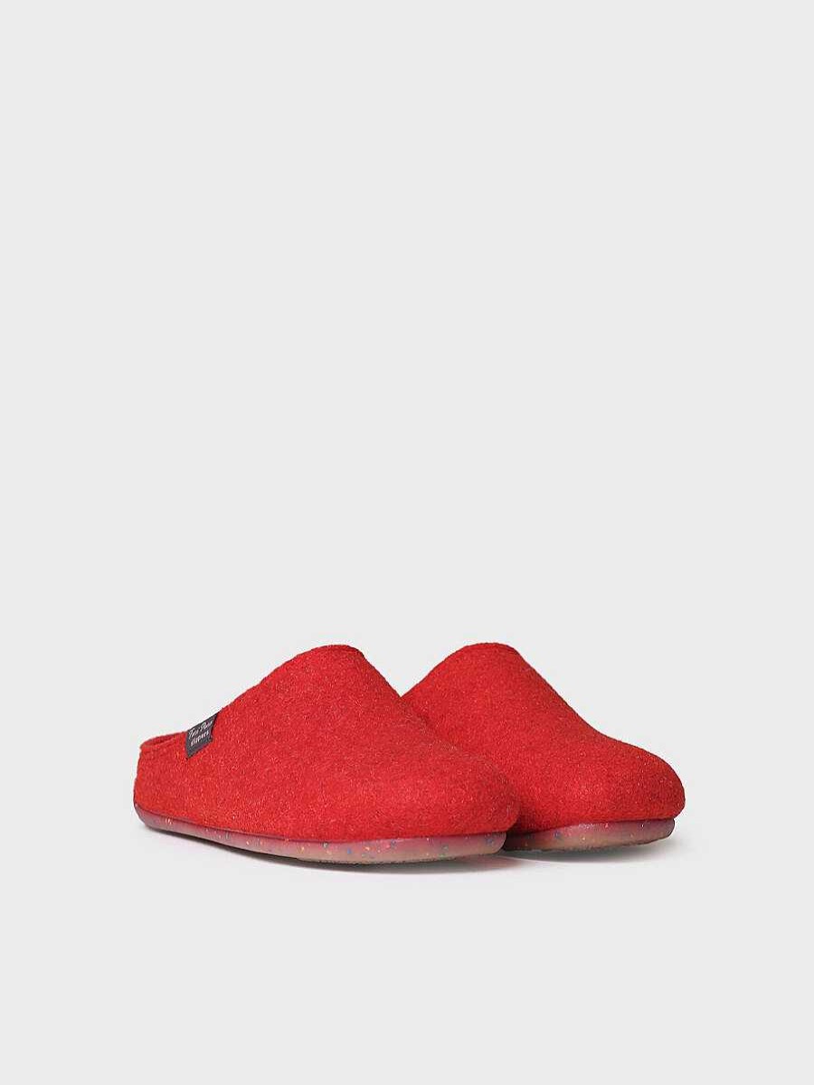 Mujer Toni Pons | Zapatilla Tipo Zueco Para Mujer En Fieltro Reciclado En Rojo - Mona-Fr