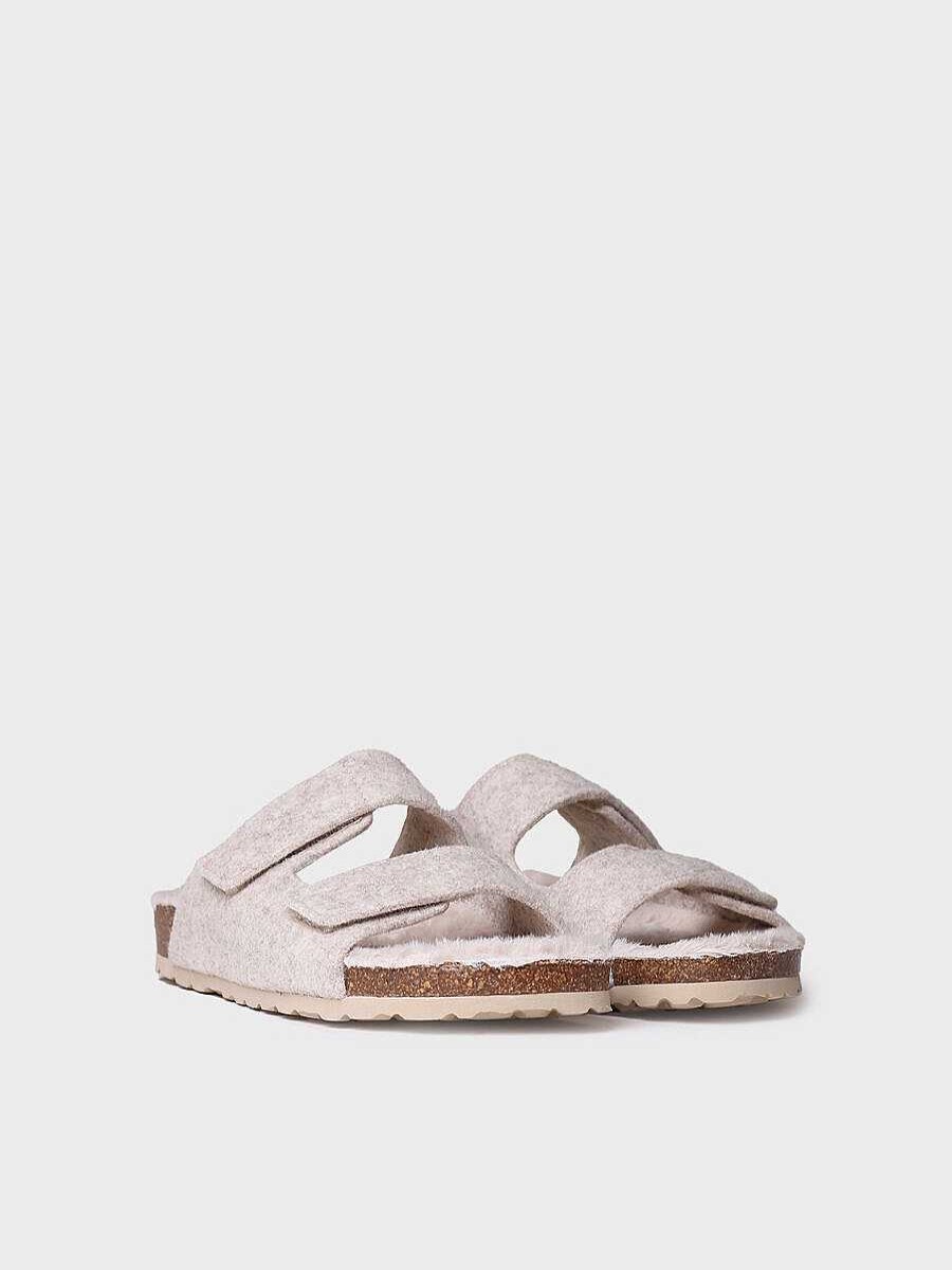 Mujer Toni Pons | Slipper Abierta Para Mujer En Fieltro Y Borrego En Crudo - Lizy