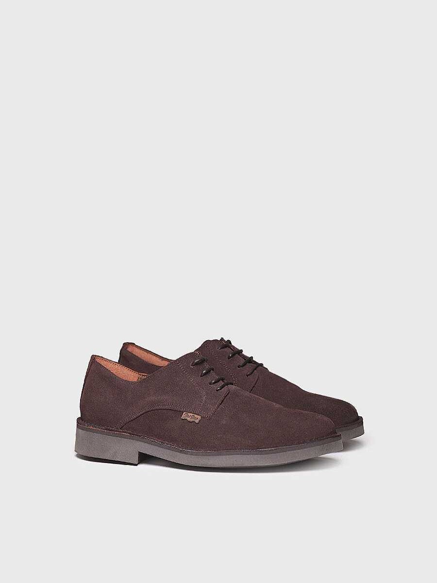 Hombre Toni Pons | Zapato De Cordones Para Hombre En Serraje En Marron - Jeff-Sy